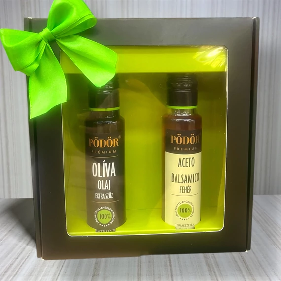 PÖDÖR Gourmet Duó Ajándékcsomag – Olivaolaj & Balzsamecet